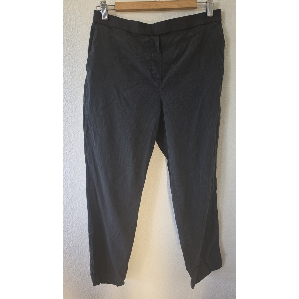 Theory Women's Size 10 Black Solid Dress Pants Straight Minimalist Trousers